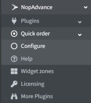 quick order nopcommerce plugin admin menu
